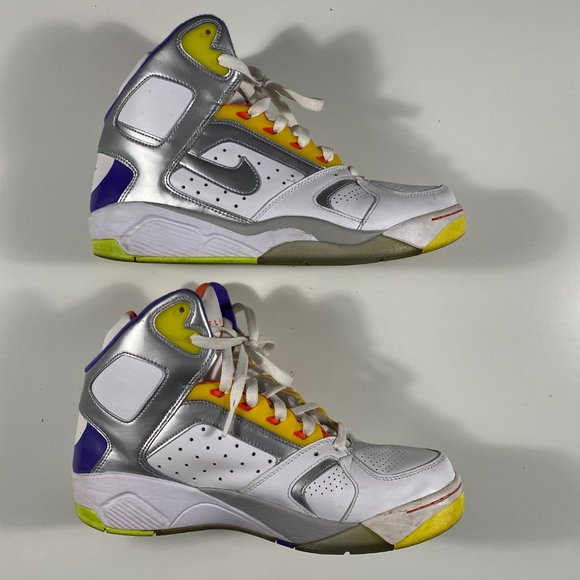 329984-100 Nike Air Flight Lite High White/Metallic Silver-Hyper Grape mens 10.5 - Picture 7 of 8